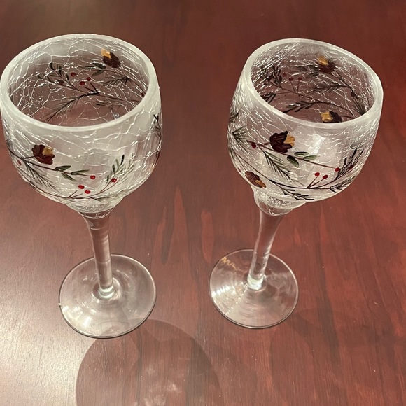 New in Boxes- Set of Two Yankee Candle Pine Crackle Stem Candleholders - Picture 8 of 10